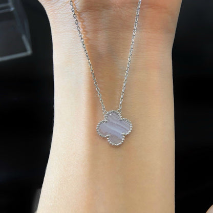 [Everoly JW]CLOVER 15MM BLAU CHALCEDON HALSKETTE SILBER