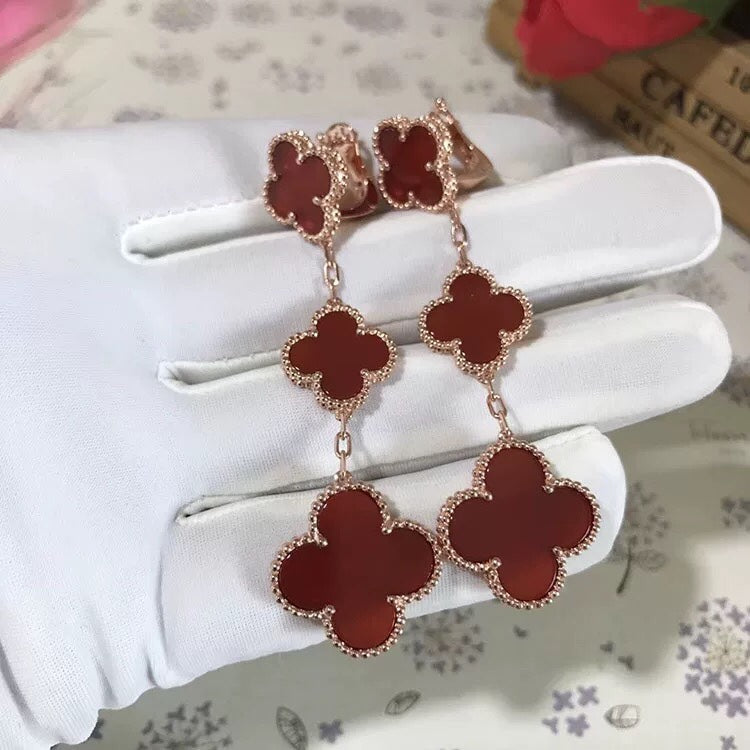 [Everoly JW]Ohrhänger mit Kleeblattmotiv und Karneol