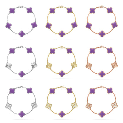 [Everoly JW] CLOVER 5 MOTIF LIGHT PURPLE BRACELET COLLECTION