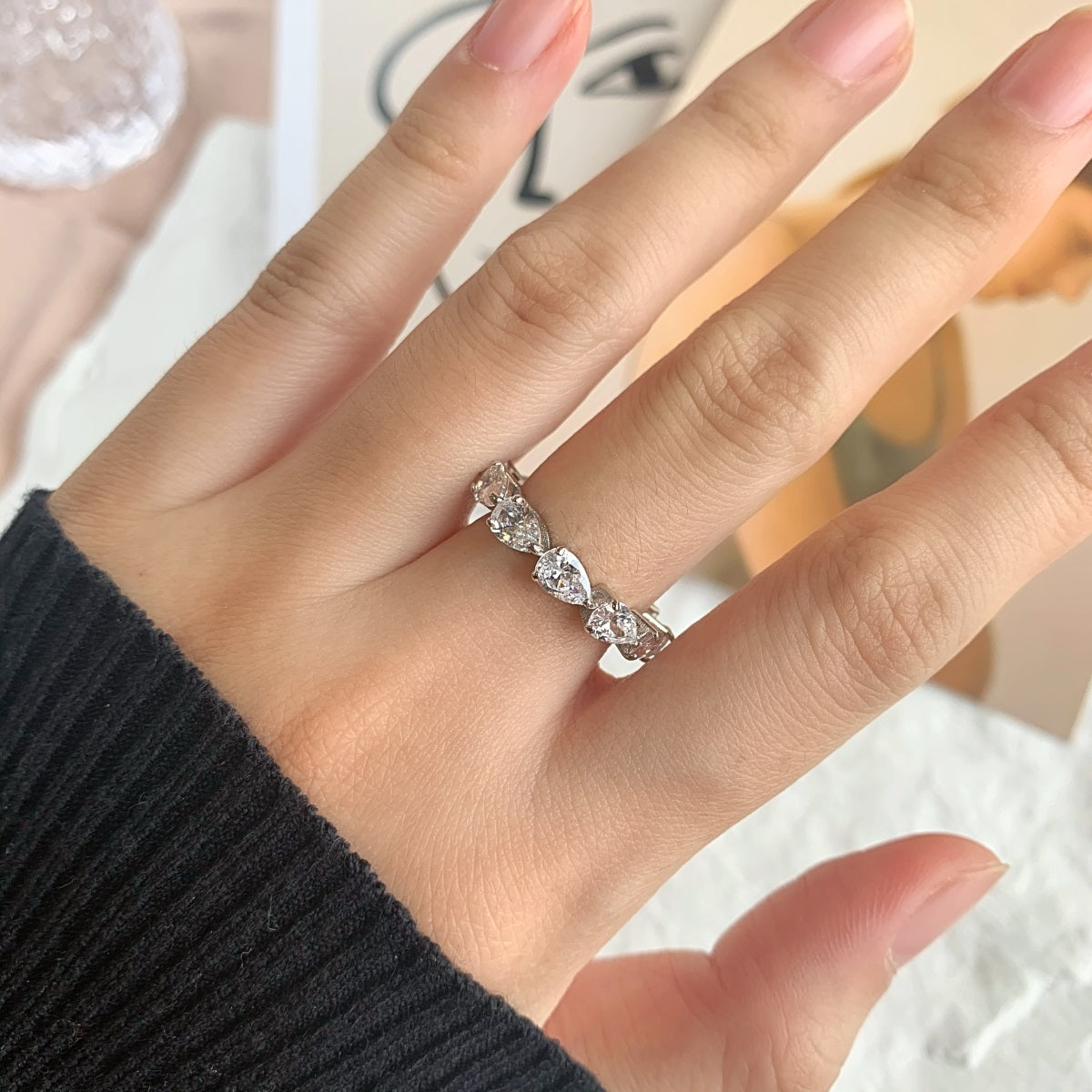 [Everoly JW]Exquisite Pear Cut Tennis Ring