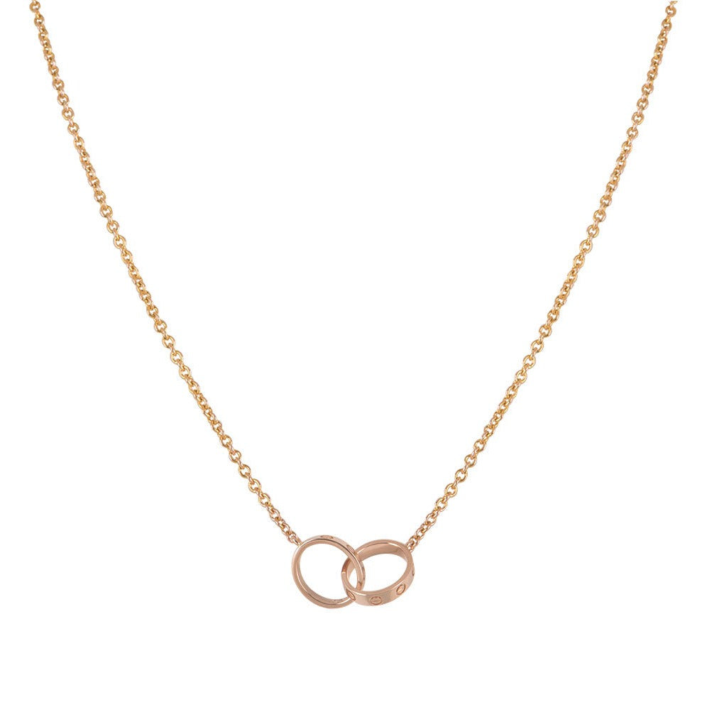 [Everoly JW]LIEBESHALSKETTE DOPPELRING ROSA GOLD