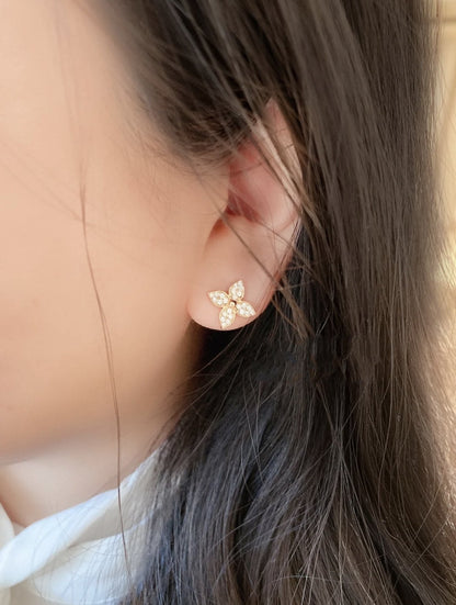 [Everoly JW] STAR BLOSSOM OHRSTECKER ROTGOLD DIAMANTEN
