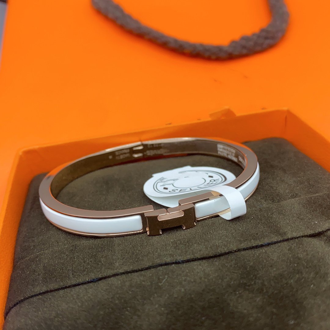 [Everoly JW]CLASSIC HM CLIC WHITE 8MM ENAMEL BRACELET