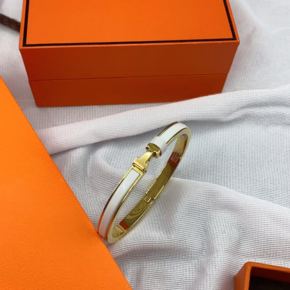 [Everoly JW]CLASSIC HM CLIC WHITE 8MM ENAMEL BRACELET