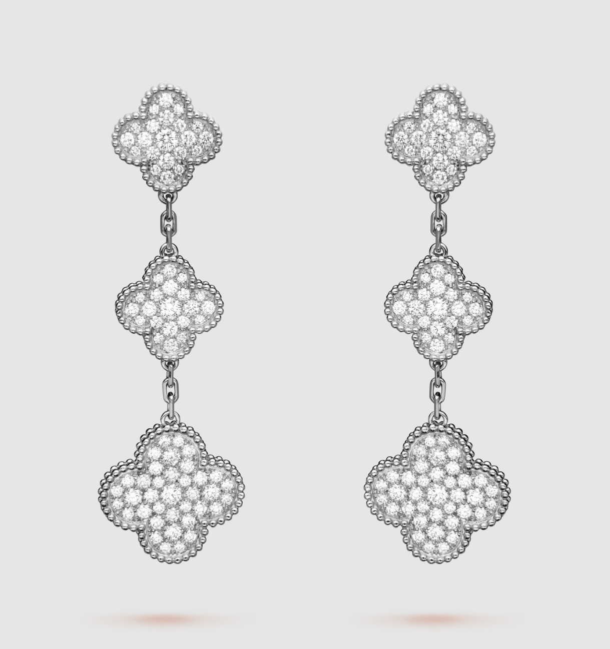 [Everoly JW] Kleeblatt-Ohrringe mit 3 Diamanten in Silber