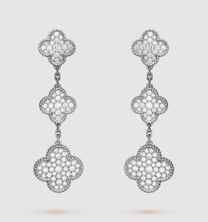 [Everoly JW] Kleeblatt-Ohrringe mit 3 Diamanten in Silber