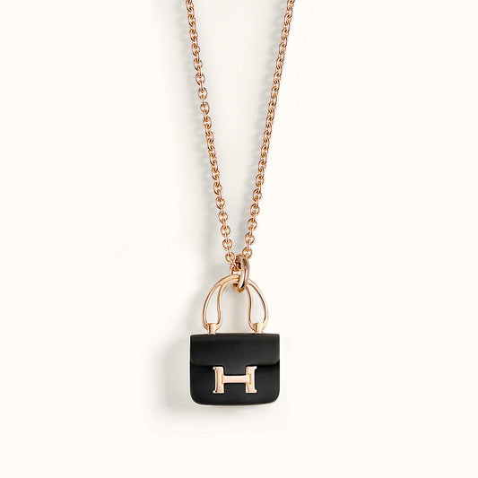 [Everoly JW]CONSTANCE BLACK PEDANT PINK GOLD NECKLACE