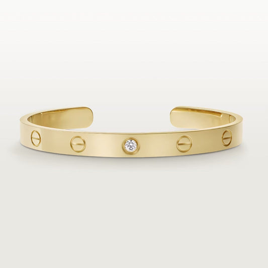 [Everoly JW]LOVE BRACELET 6.1MM 1 DIAMOND OPEN CUFF
