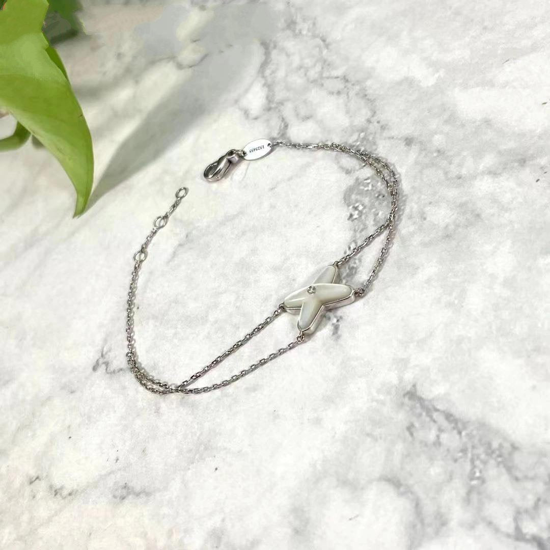 [Everoly JW]JEUX ARMBAND WEISS MOP SILBER 1 DIAMANT