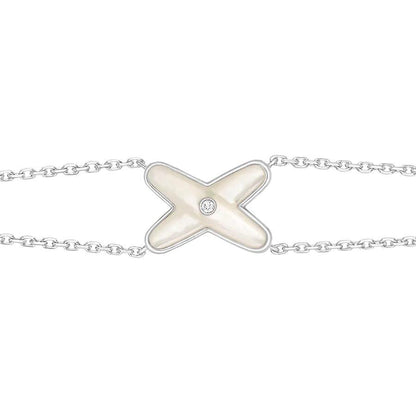 [Everoly JW]JEUX ARMBAND WEISS MOP SILBER 1 DIAMANT