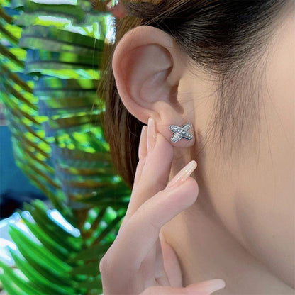 [Everoly JW]JEUX DE SILVER DIAMOND EARRINGS