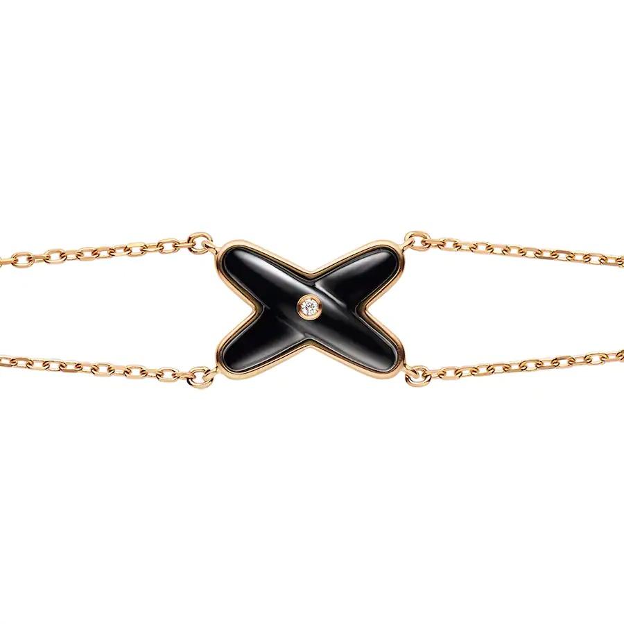 [Everoly JW]JEUX ARMBAND ONYX ROTGOLD 1 DIAMANT