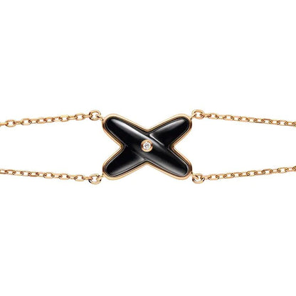 [Everoly JW]JEUX ARMBAND ONYX ROTGOLD 1 DIAMANT