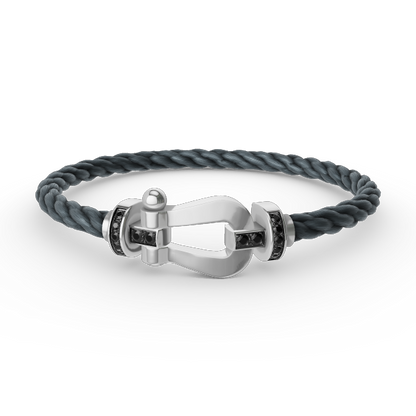 [Everoly JW]FORCE LARGE HORSESHOE BLACK DIAMOND BRACELET SILVER