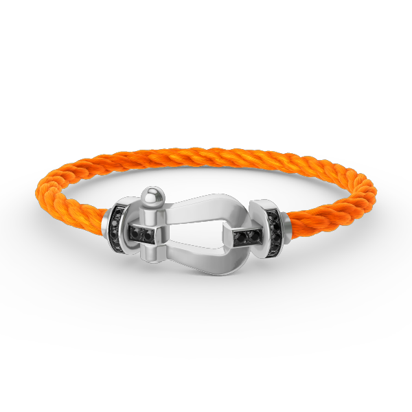 [Everoly JW]FORCE LARGE HORSESHOE BLACK DIAMOND BRACELET SILVER