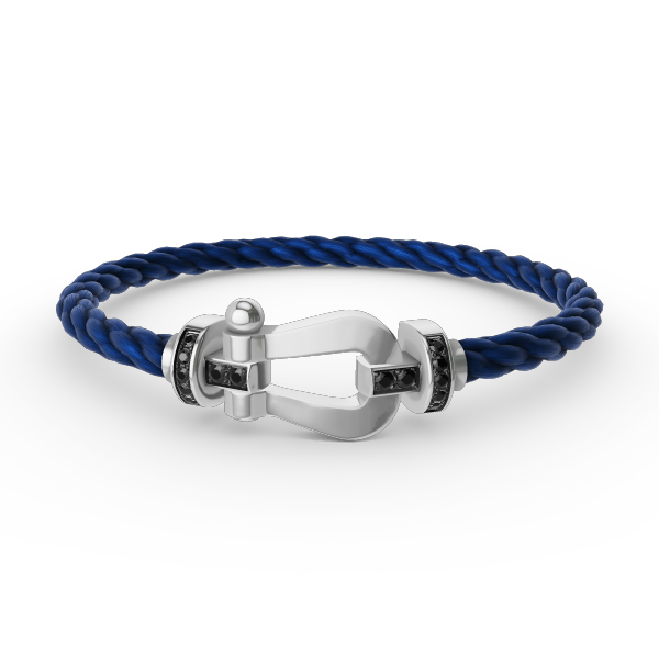 [Everoly JW]FORCE LARGE HORSESHOE BLACK DIAMOND BRACELET SILVER
