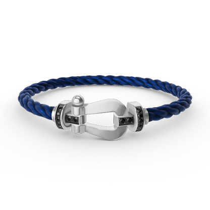 [Everoly JW]FORCE LARGE HORSESHOE BLACK DIAMOND BRACELET SILVER