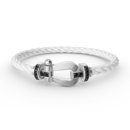 [Everoly JW]FORCE LARGE HORSESHOE BLACK DIAMOND BRACELET SILVER