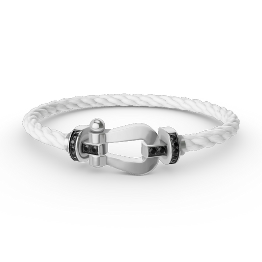 [Everoly JW]FORCE LARGE HORSESHOE BLACK DIAMOND BRACELET SILVER