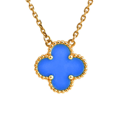 [Everoly JW]CLOVER 15MM BLUE AGATE NECKLACE
