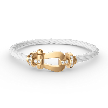[Everoly JW]FORCE LARGE HORSESHOE HALF DIAMOND BRACELET GOLD