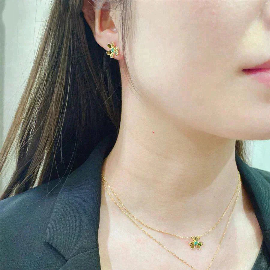 [Everoly JW]FRIVOLE  FLOWER MALACHITE EARRINGS