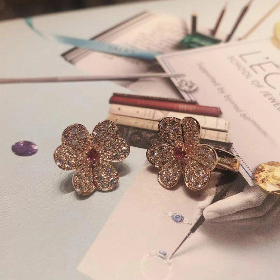 [Everoly JW]FRIVOLE ROSA GOLD BLUMEN DIAMANT OHRRINGE
