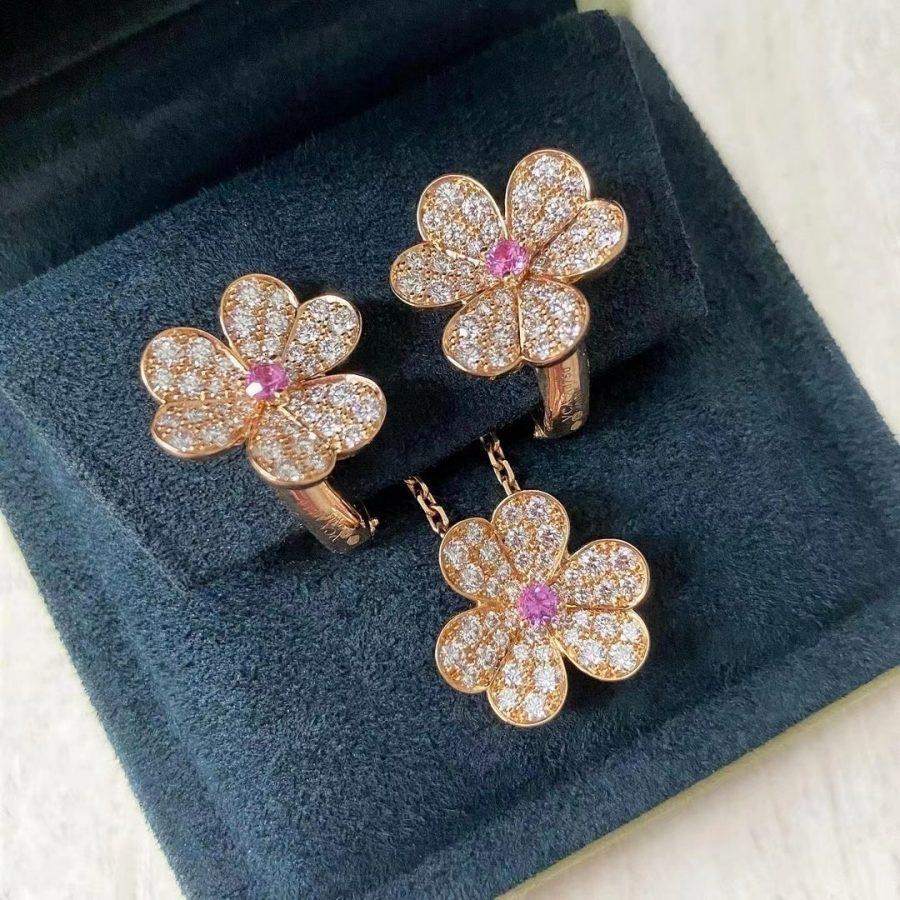 [Everoly JW]FRIVOLE ROSA GOLD BLUMEN DIAMANT OHRRINGE