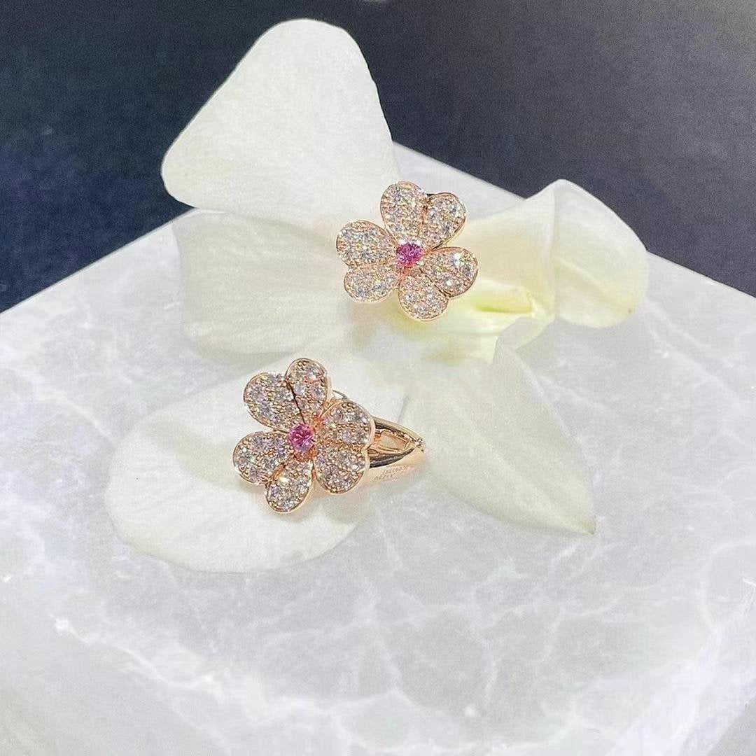 [Everoly JW]FRIVOLE ROSA GOLD BLUMEN DIAMANT OHRRINGE