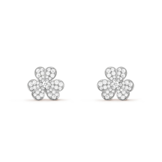 [Everoly JW]FRIVOLE SILVER FLOWER DIAMOND EARRINGS