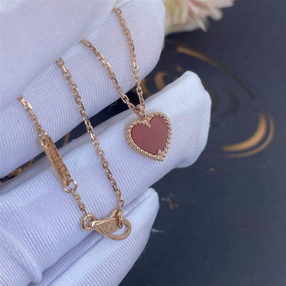 [Everoly JW]SWEET CLOVER CARNELIAN HEART NECKLACE