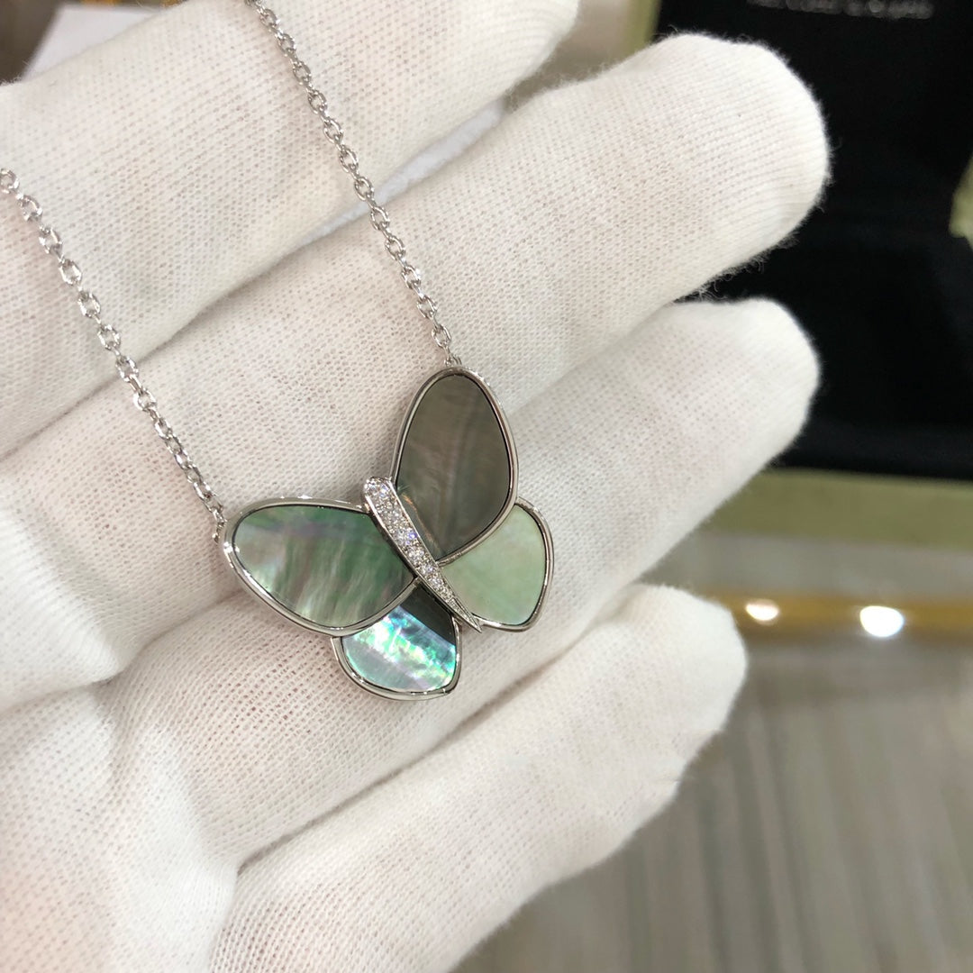 [Everoly JW] GROSSE SCHMETTERLING-SILBERANHÄNGER-DIAMANT-HALSKETTE