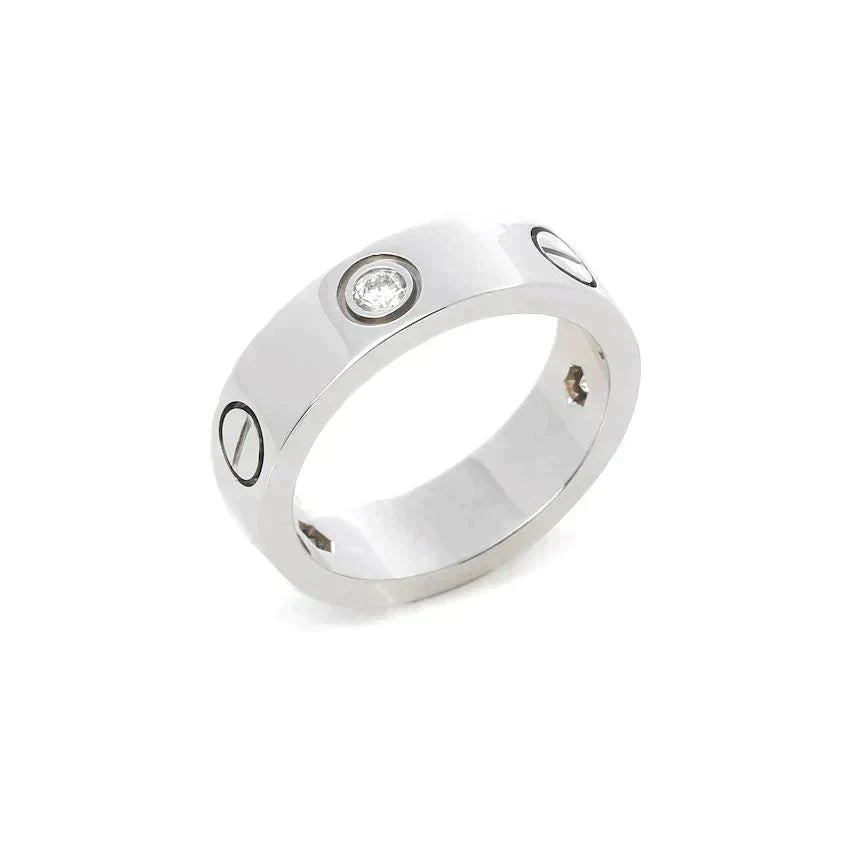 [Everoly JW]LOVE RING 5.5MM 3 DIAMONDS SILVER